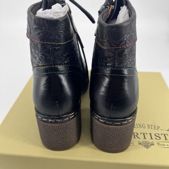 Spring Step By L'Artiste Leather Lace-Up Boots Black Sz 35 - Picture 6 of 6